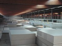 Horizontaal automatisch magazijn voor de stockage van houten panelen